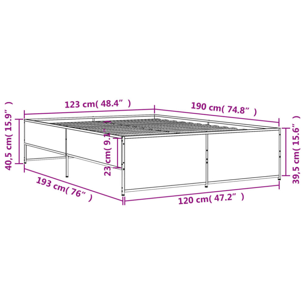Produktbild för Sängram svart 120x190 cm konstruerat trä och metall