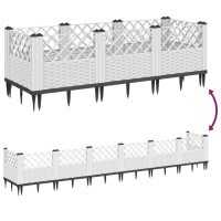 Produktbild för Odlingslåda med piggar vit 123,5x43,5x43,5 cm PP