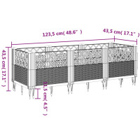 Produktbild för Odlingslåda med piggar vit 123,5x43,5x43,5 cm PP