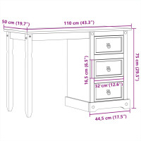 Produktbild för Sminkbord Corona 110x50x75 cm massiv furu