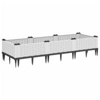 Produktbild för Odlingslåda med piggar vit 125x40x28,5 cm PP