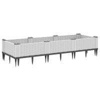 Produktbild för Odlingslåda med piggar vit 125x40x28,5 cm PP