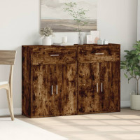 Produktbild för Skänkar 2 st rökfärgad ek 60x30x84 cm konstruerat trä