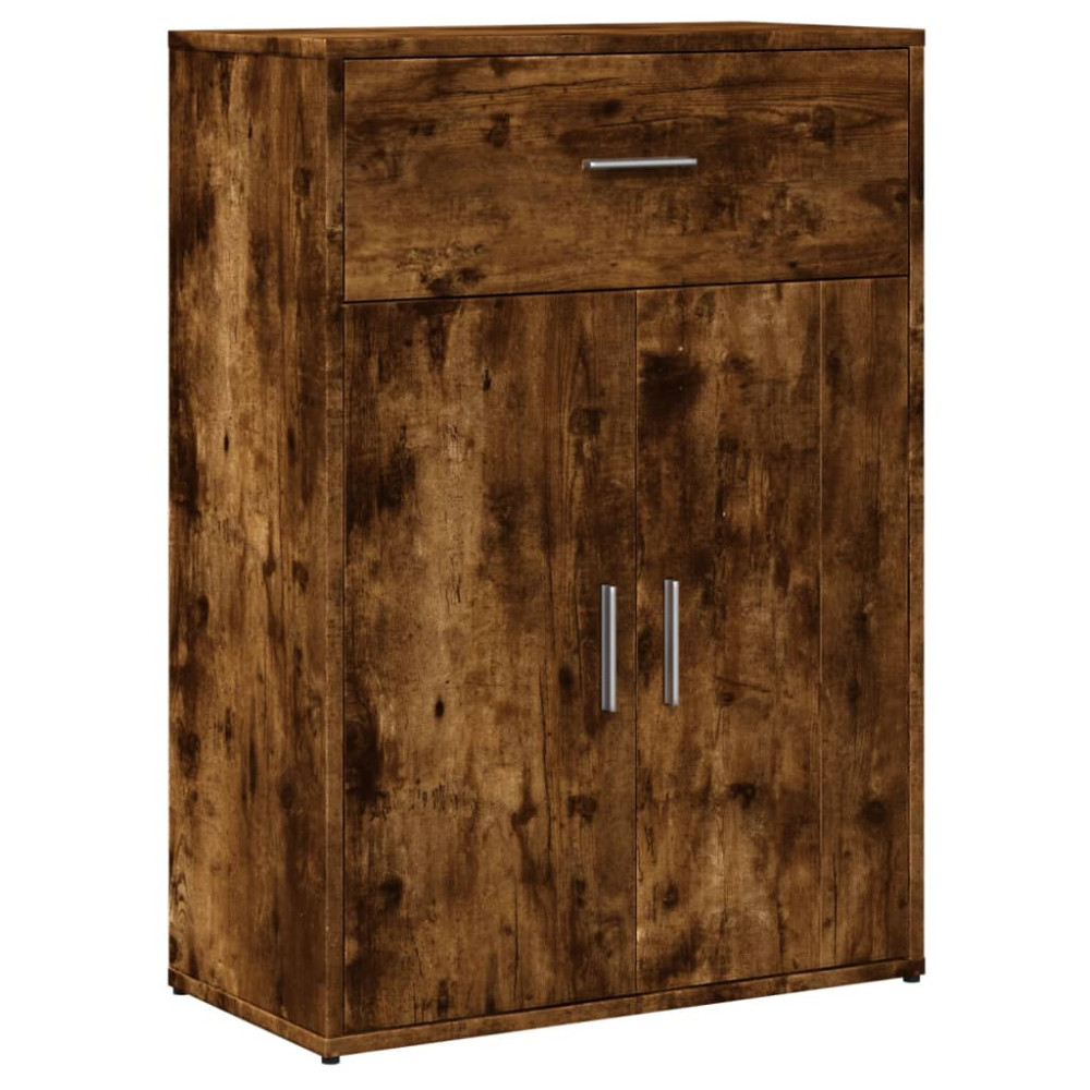 Produktbild för Skänkar 2 st rökfärgad ek 60x30x84 cm konstruerat trä