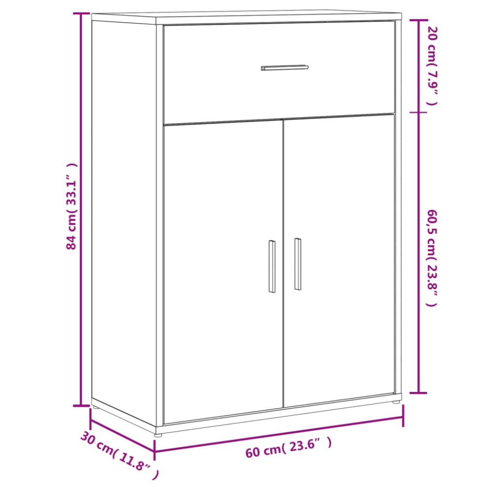Produktbild för Skänkar 2 st rökfärgad ek 60x30x84 cm konstruerat trä