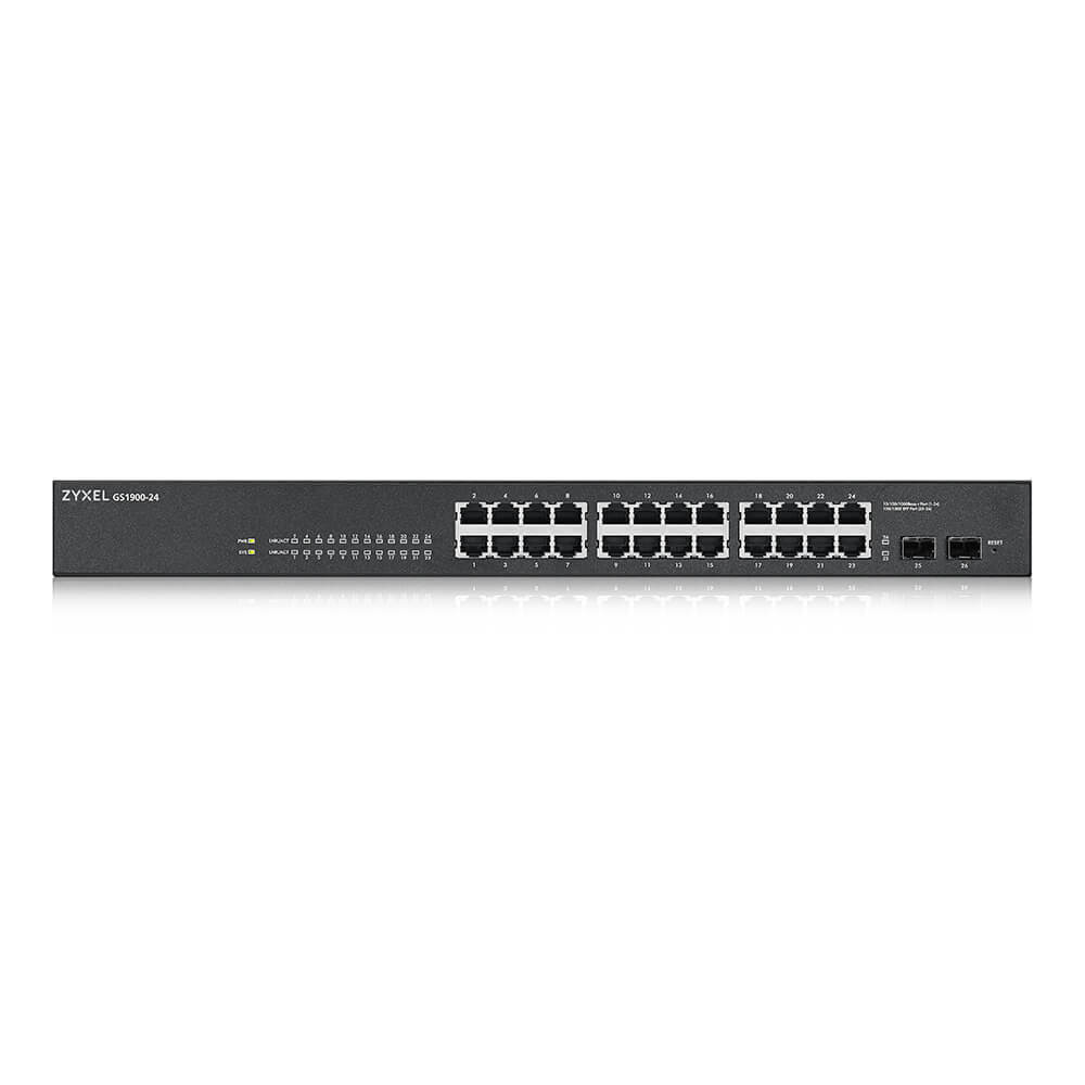 Produktbild för Zyxel GS-1900-24 v2 hanterad L2 Gigabit Ethernet (10/100/1000) 1U Svart
