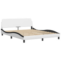 Produktbild för Bed with Mattress "Zadar" White and Black 160x200 cm Faux Leather