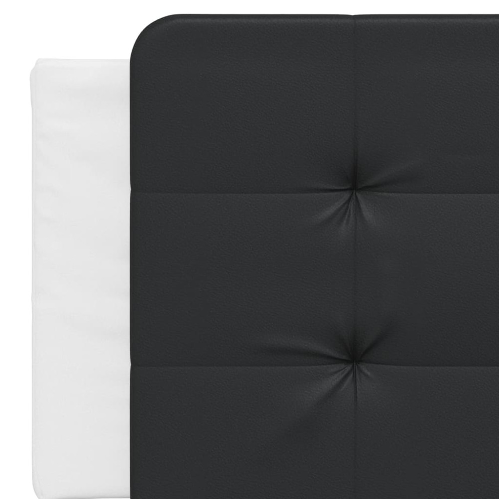 Produktbild för Bed with Mattress "Zadar" White and Black 160x200 cm Faux Leather