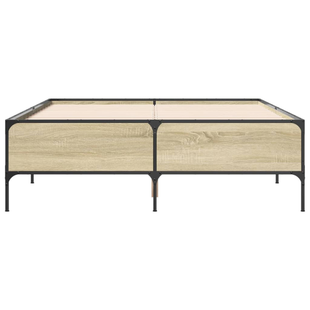 Produktbild för Sängram sonoma-ek 150x200 cm konstruerad trä och metall