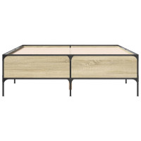 Produktbild för Sängram sonoma-ek 150x200 cm konstruerad trä och metall
