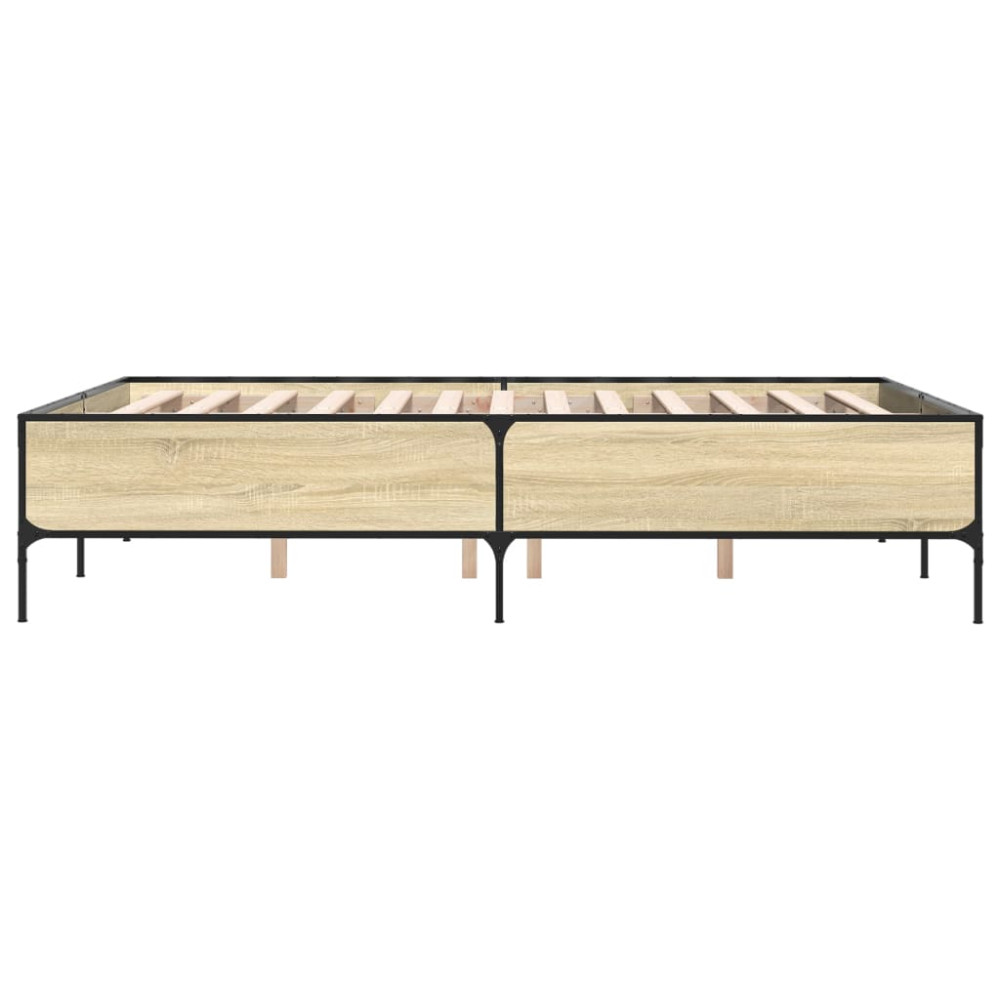 Produktbild för Sängram sonoma-ek 150x200 cm konstruerad trä och metall