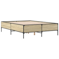 Produktbild för Sängram sonoma-ek 150x200 cm konstruerad trä och metall