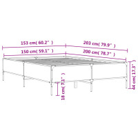 Produktbild för Sängram sonoma-ek 150x200 cm konstruerad trä och metall