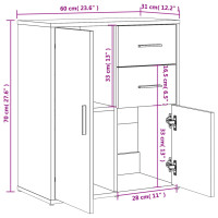 Produktbild för Skänkar 2 st rökfärgad ek 60x31x70 cm konstruerat trä