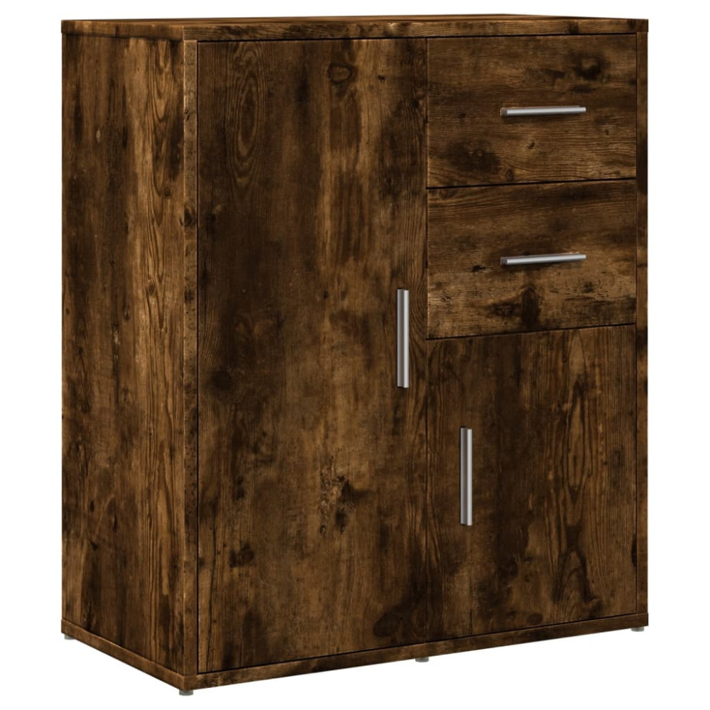 Produktbild för Skänkar 2 st rökfärgad ek 60x31x70 cm konstruerat trä