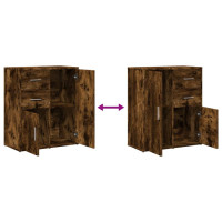 Produktbild för Skänkar 2 st rökfärgad ek 60x31x70 cm konstruerat trä
