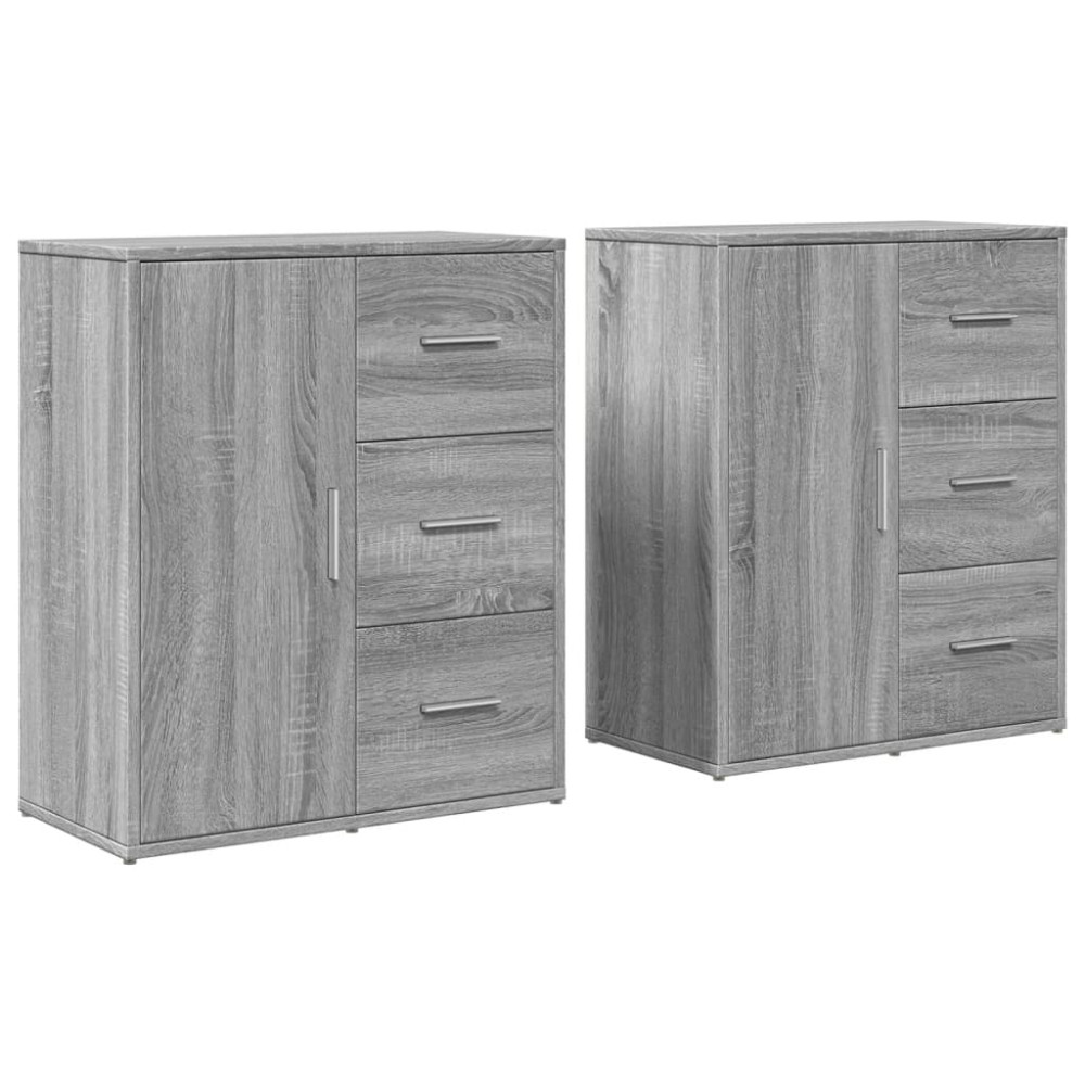 Produktbild för Skänkar 2 st grå sonoma 60x31x70 cm konstruerat trä