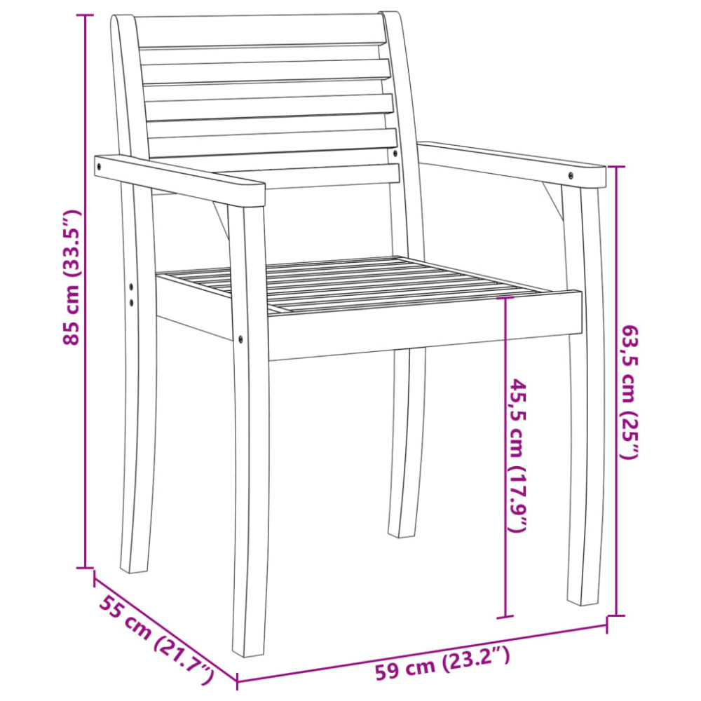 Produktbild för Trädgårdsstolar 6 st 59x55x85 cm massivt akaciaträ