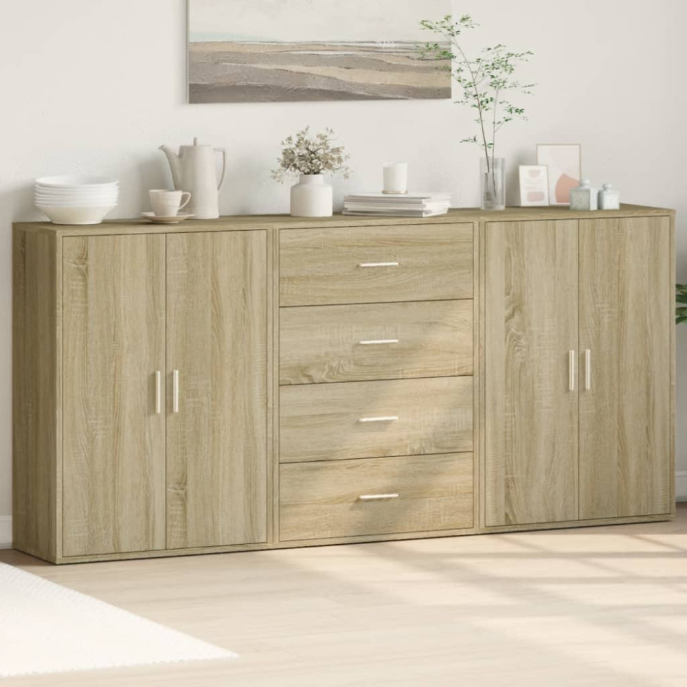 Produktbild för Skänkar 3 st sonoma-ek 60x31x84 cm konstruerat trä