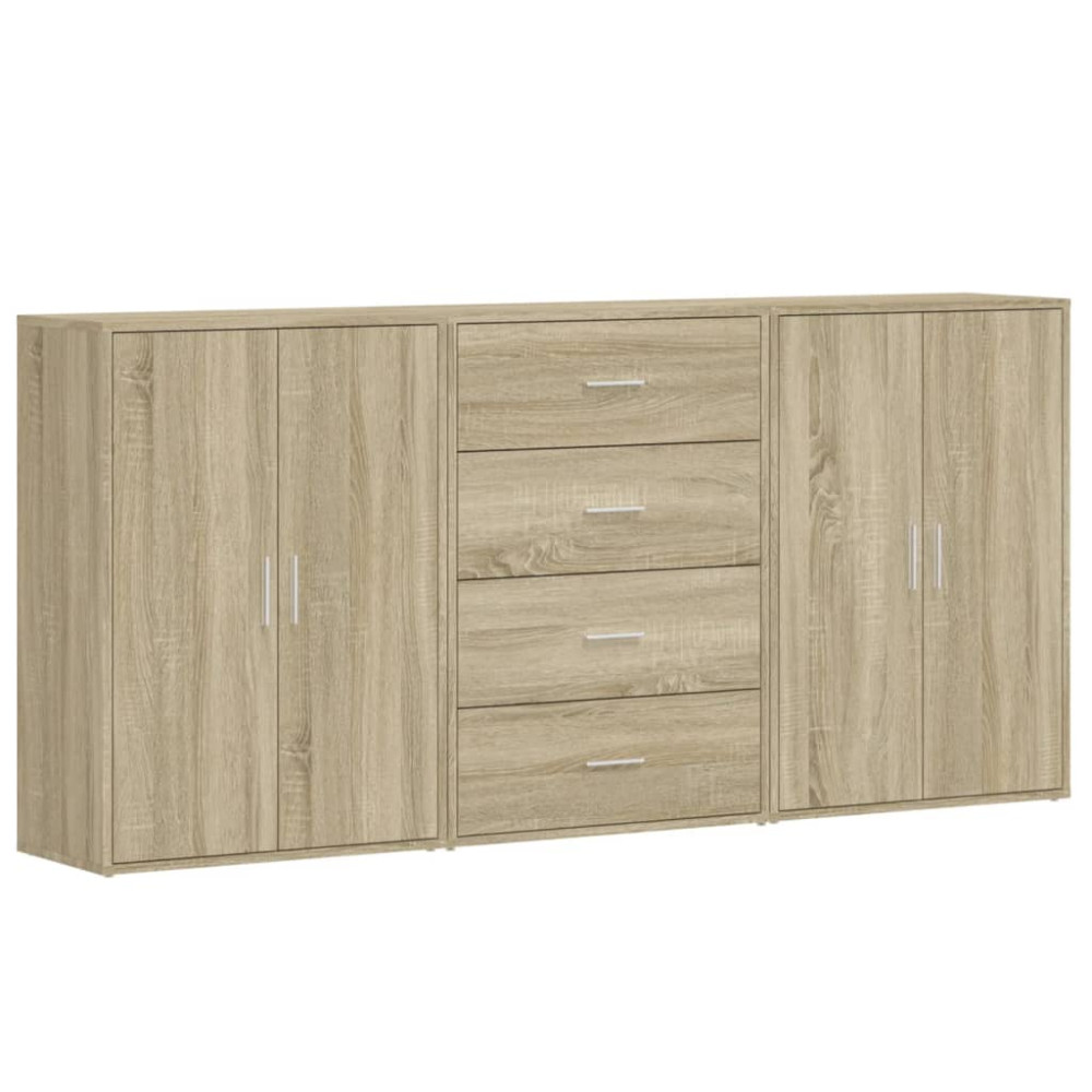 Produktbild för Skänkar 3 st sonoma-ek 60x31x84 cm konstruerat trä