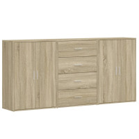 Produktbild för Skänkar 3 st sonoma-ek 60x31x84 cm konstruerat trä