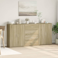Produktbild för Skänkar 3 st sonoma-ek 60x31x84 cm konstruerat trä