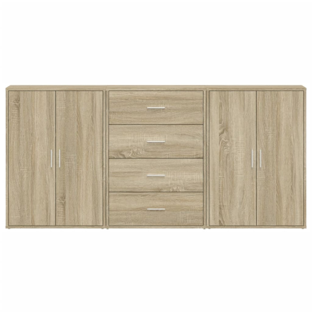 Produktbild för Skänkar 3 st sonoma-ek 60x31x84 cm konstruerat trä