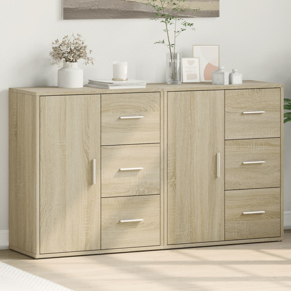 Produktbild för Skänkar 2 st sonoma-ek 60x31x70 cm konstruerat trä