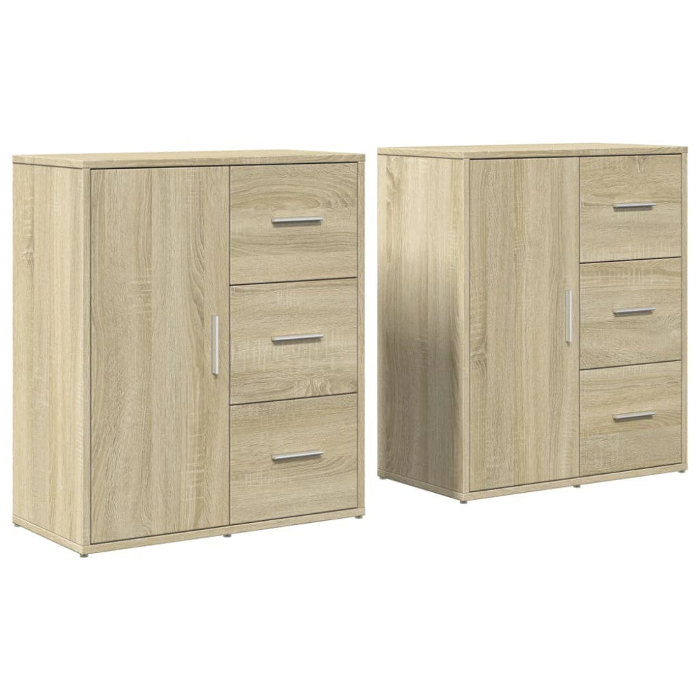 Produktbild för Skänkar 2 st sonoma-ek 60x31x70 cm konstruerat trä