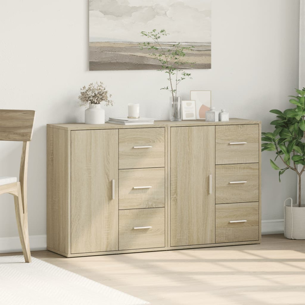 Produktbild för Skänkar 2 st sonoma-ek 60x31x70 cm konstruerat trä