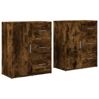 Produktbild för Skänkar 2 st rökfärgad ek 60x31x70 cm konstruerat trä