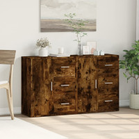 Produktbild för Skänkar 2 st rökfärgad ek 60x31x70 cm konstruerat trä
