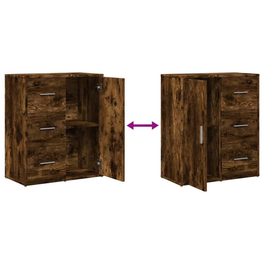 Produktbild för Skänkar 2 st rökfärgad ek 60x31x70 cm konstruerat trä