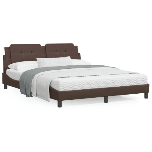vidaXL Säng med madrass brun 160x200 cm konstläder