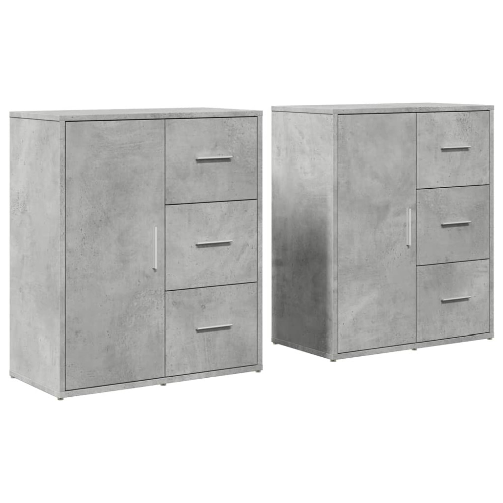 Produktbild för Skänkar 2 st betonggrå 60x31x70 cm konstruerat trä