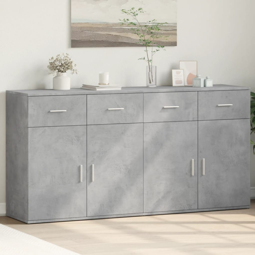 Produktbild för Skänkar 2 st betonggrå 79x38x80 cm konstruerat trä