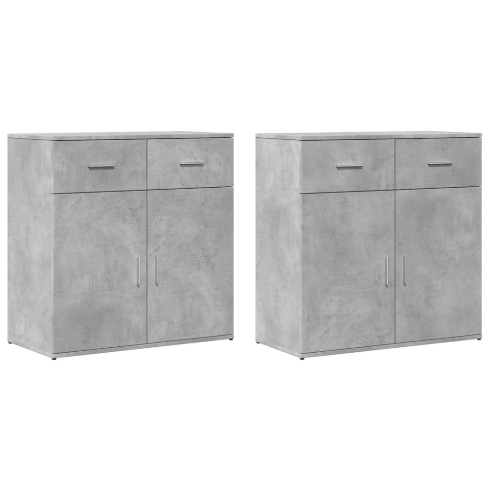 Produktbild för Skänkar 2 st betonggrå 79x38x80 cm konstruerat trä