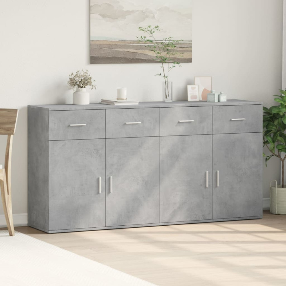 Produktbild för Skänkar 2 st betonggrå 79x38x80 cm konstruerat trä