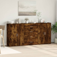 Produktbild för Skänkar 3 st rökfärgad ek 60x31x84 cm konstruerat trä
