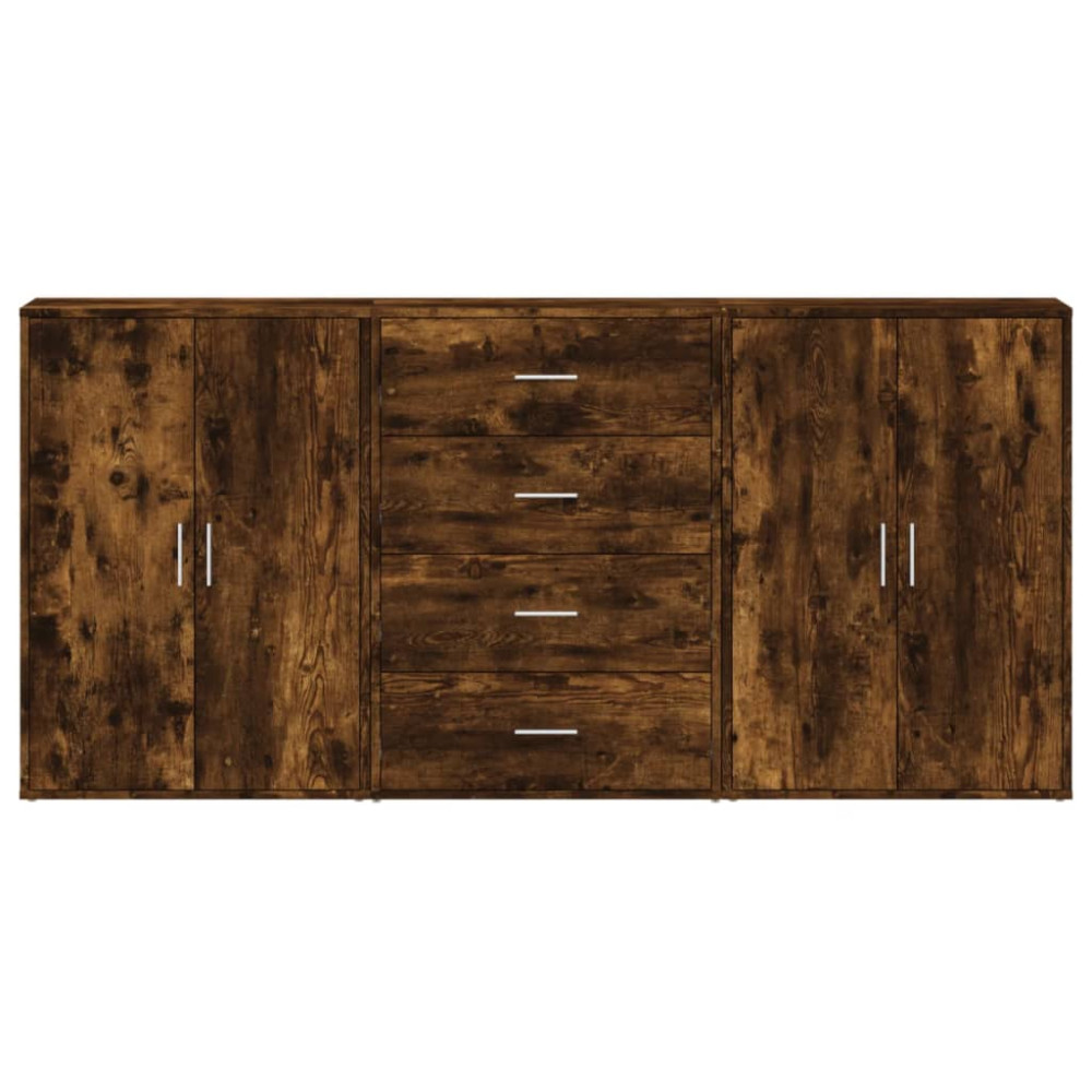 Produktbild för Skänkar 3 st rökfärgad ek 60x31x84 cm konstruerat trä