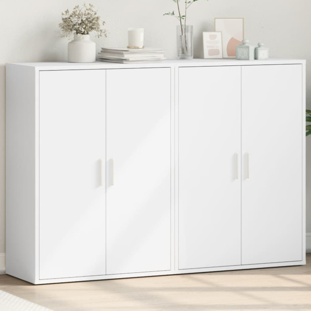 Produktbild för Skänkar 2 st vit 60x31x84 cm konstruerat trä