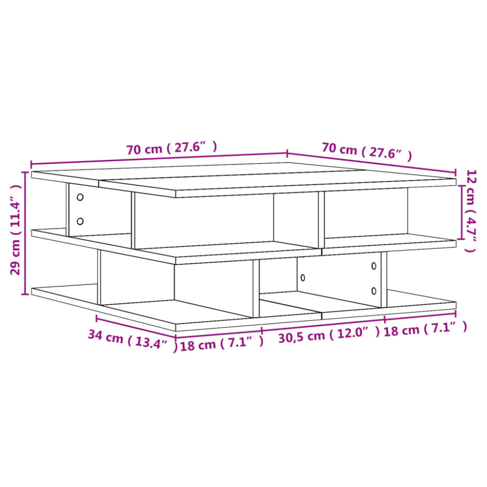 Produktbild för Soffbord betonggrå 70x70x29 cm konstruerat trä