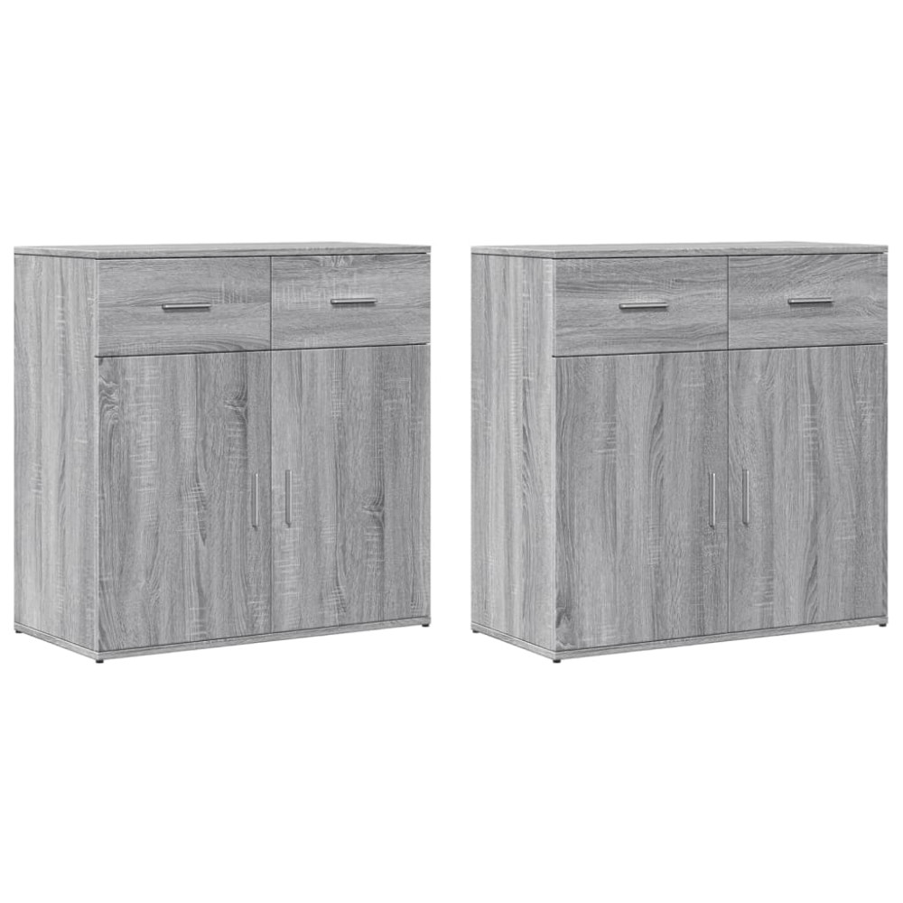 Produktbild för Skänkar 2 st grå sonoma 79x38x80 cm konstruerat trä