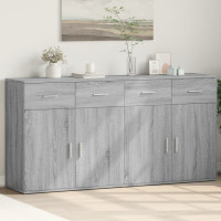 Produktbild för Skänkar 2 st grå sonoma 79x38x80 cm konstruerat trä