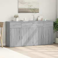 Produktbild för Skänkar 2 st grå sonoma 79x38x80 cm konstruerat trä