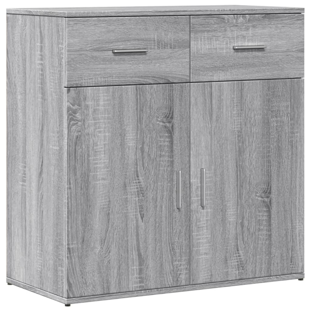 Produktbild för Skänkar 2 st grå sonoma 79x38x80 cm konstruerat trä