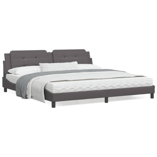vidaXL Bed Frame without Mattress "Zadar" Grey 200x200 cm Faux Leather - Sängar & Sängramar