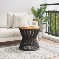 Produktbild för Soffbord med trådfot svart Ø 45x44 cm massivt akaciaträ