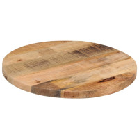 Produktbild för Bordsskiva Ø 50x3,8 cm rund massivt grovt mangoträ