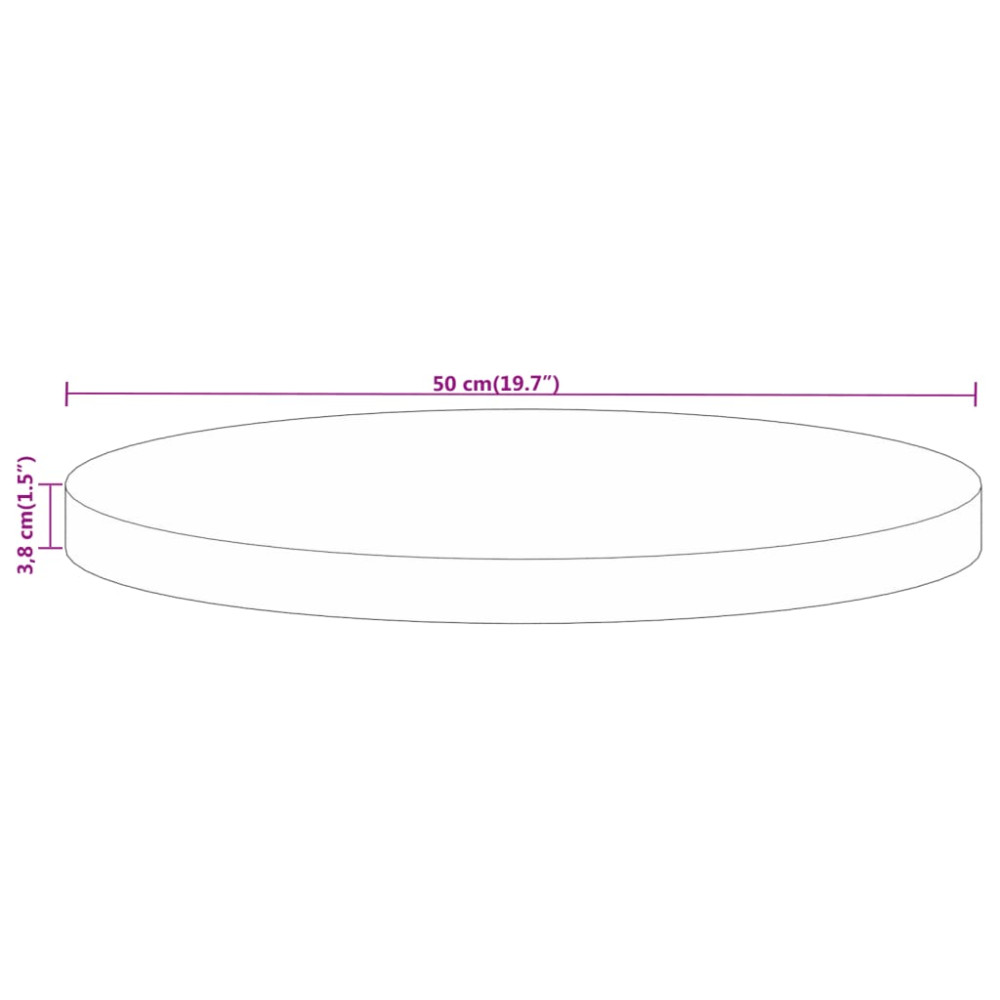 Produktbild för Bordsskiva Ø 50x3,8 cm rund massivt grovt mangoträ